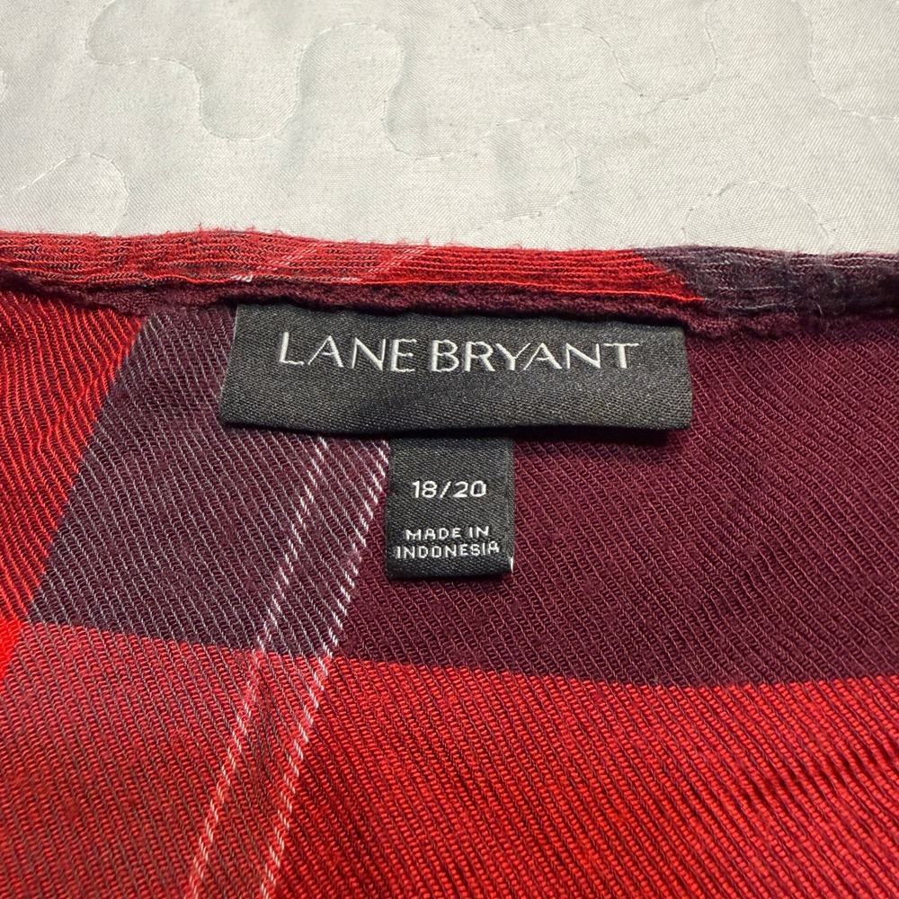 Lane Bryant Women 18/20 Tunic Top Red Plaid Babydoll BOHO COTTAGECORE LUMBERJACK - Picture 3 of 8